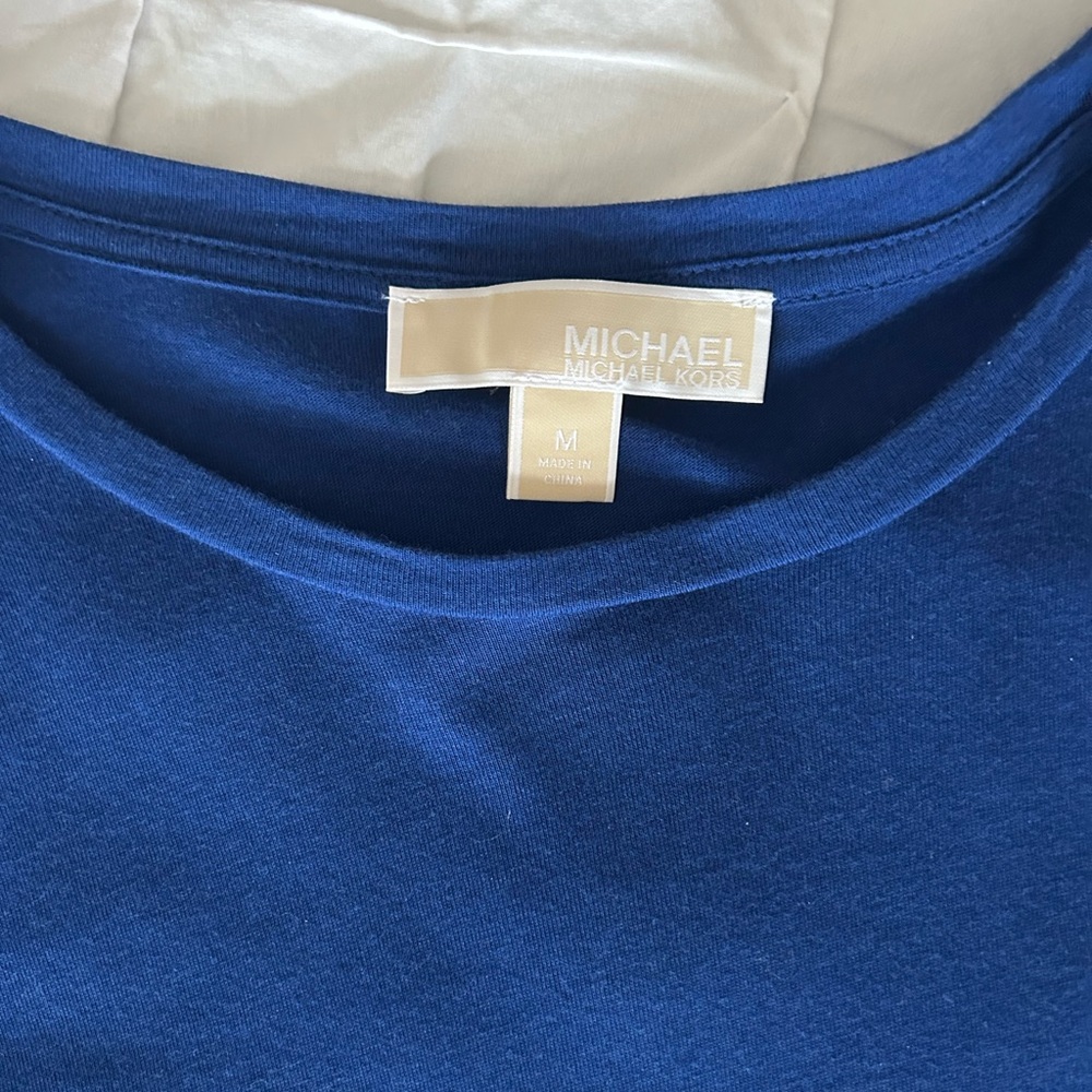 Michael Kors Royal Blue 3/4 Sleeve Top with Chain Accents - Picture 3 of 4